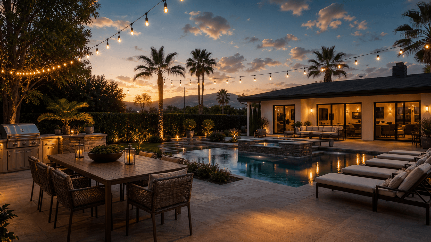 Private pool yard prepared for a DashYards event